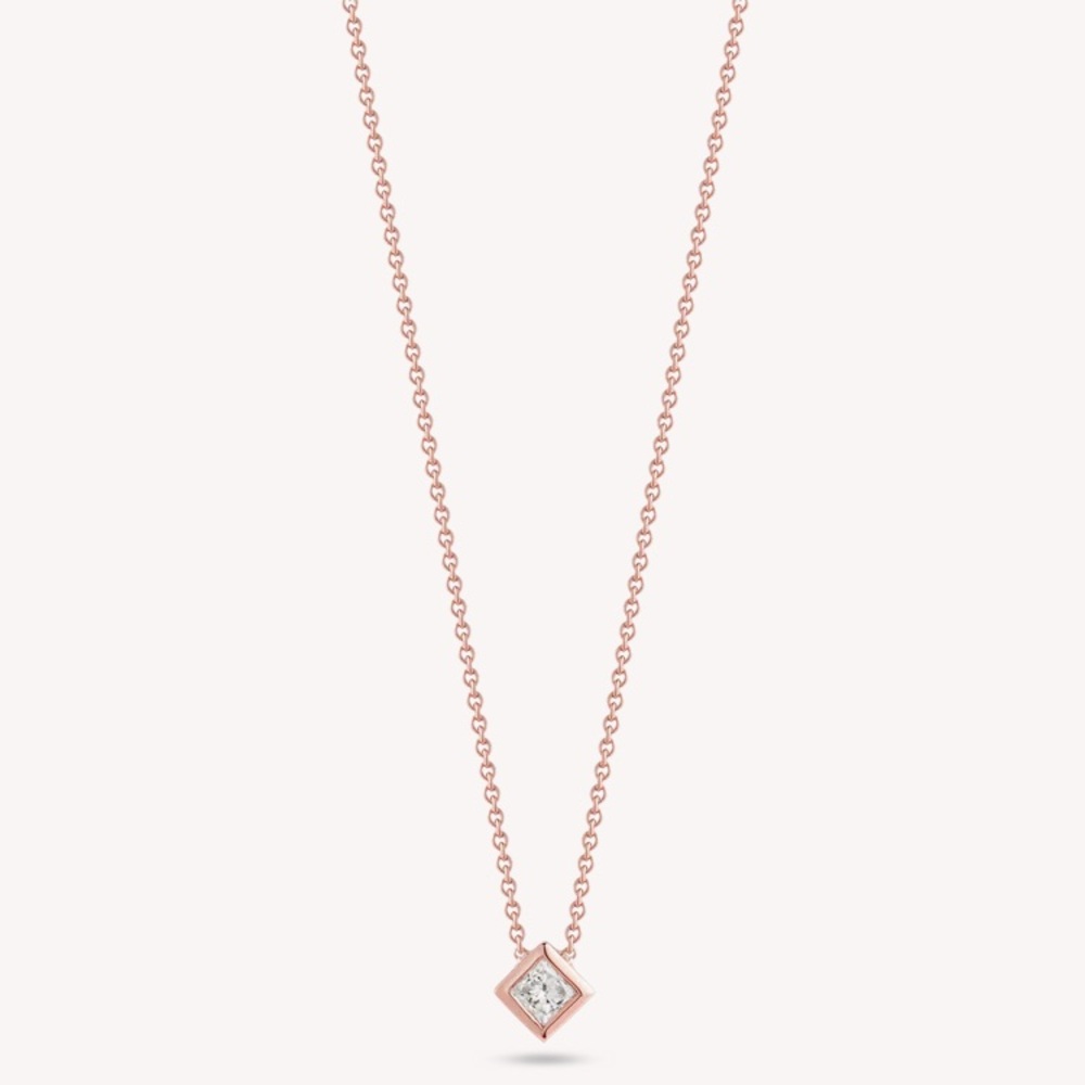 Stone & Strand Medium Princess Diamond Necklace 14k RG
